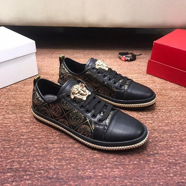 2020y high-quality leather medusa printed low-men's casual shoes, fashionable wild breathable sports outdoor shoes, size: 38-45, Black
2020y high-quality leather medusa printed low-men's casual shoes, fashionable wild breathable sports outdoor shoes, size: 38-45, Black