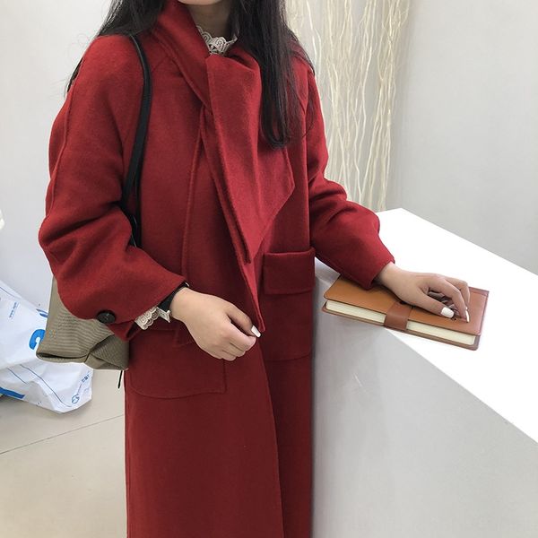 2020 off-season korean dongdaemun scarf long double-sided cashmere design sense solid color temperament scarf coat woolen coat, Black
2020 off-season korean dongdaemun scarf long double-sided cashmere design sense solid color temperament scarf coat woolen coat, Black