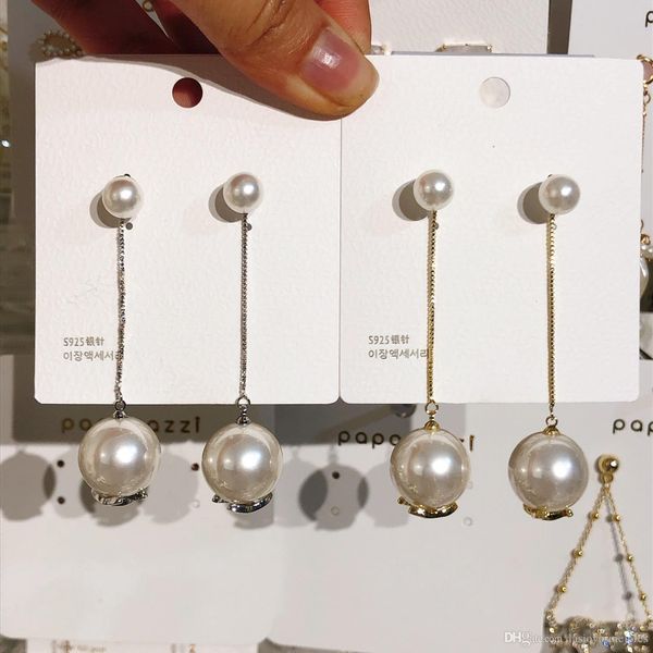 high brightness new fashion luxury designer beautiful double pearl long drop pendant stud earrings for woman silver pin, Golden;silver
high brightness new fashion luxury designer beautiful double pearl long drop pendant stud earrings for woman silver pin, Golden;silver