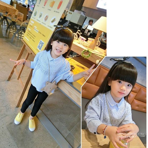 seotv girls' long sleeve autumn children's clothing shirt new small and medium-sized children's wear baby lapel striped base, White;black
seotv girls' long sleeve autumn children's clothing shirt new small and medium-sized children's wear baby lapel striped base, White;black