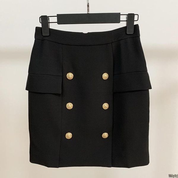 new the latest designer professional short skirt ladies metal lion button embellished mini skirt, Black
new the latest designer professional short skirt ladies metal lion button embellished mini skirt, Black