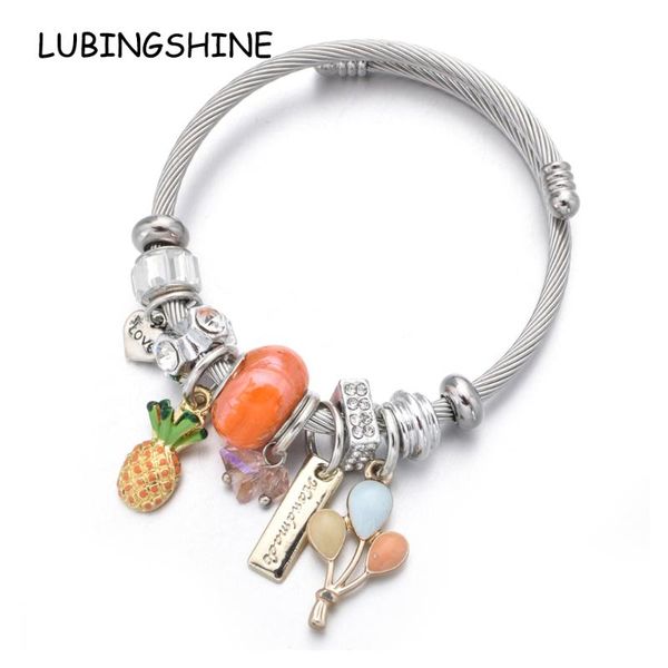 women stainless steel pineapple heart charms bracelets wire cable rhinestones open adjustable cuff bangles diy jewelry, Golden;silver
women stainless steel pineapple heart charms bracelets wire cable rhinestones open adjustable cuff bangles diy jewelry, Golden;silver