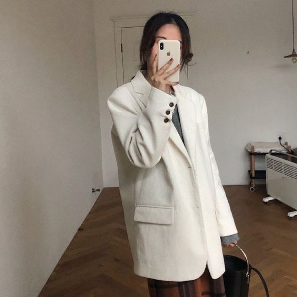 internet celebrity korean style corduroy small suit women's white casual suit 2019 spring new fashion wick coat coat coat, White;black
internet celebrity korean style corduroy small suit women's white casual suit 2019 spring new fashion wick coat coat coat, White;black