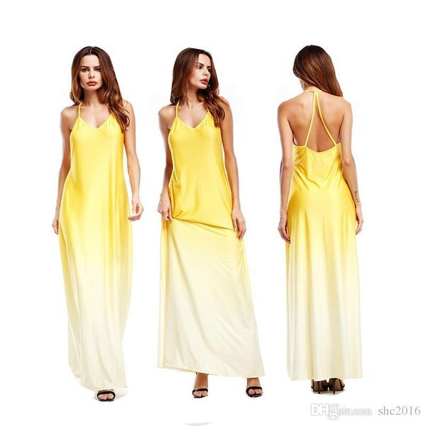 women dress fashion halter sleeveless vest sling back gradient dyeing elegant lady skirt natural waist casual long dresses size s-xl d2, Black;gray
women dress fashion halter sleeveless vest sling back gradient dyeing elegant lady skirt natural waist casual long dresses size s-xl d2, Black;gray
