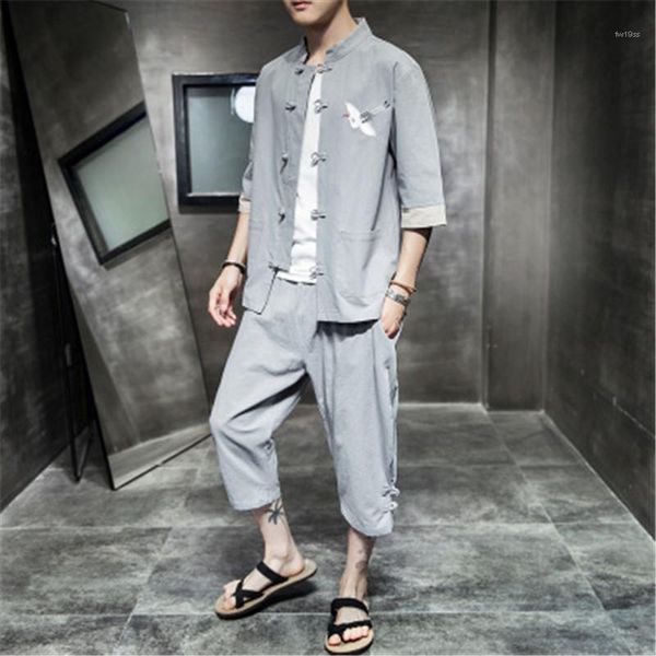 printing designer long sleeve cardigan trousers sets chinese style retro mens suits clothes fashion casual shirt tang suit tracksuits, Gray
printing designer long sleeve cardigan trousers sets chinese style retro mens suits clothes fashion casual shirt tang suit tracksuits, Gray