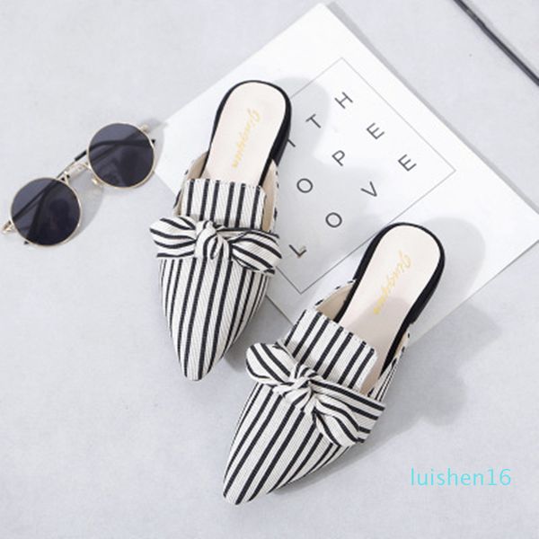 elegant striped women mules slippers pointed-toe flat ladies office shoes butterfly-knot decoration women shoes summer slides l16, Black
elegant striped women mules slippers pointed-toe flat ladies office shoes butterfly-knot decoration women shoes summer slides l16, Black