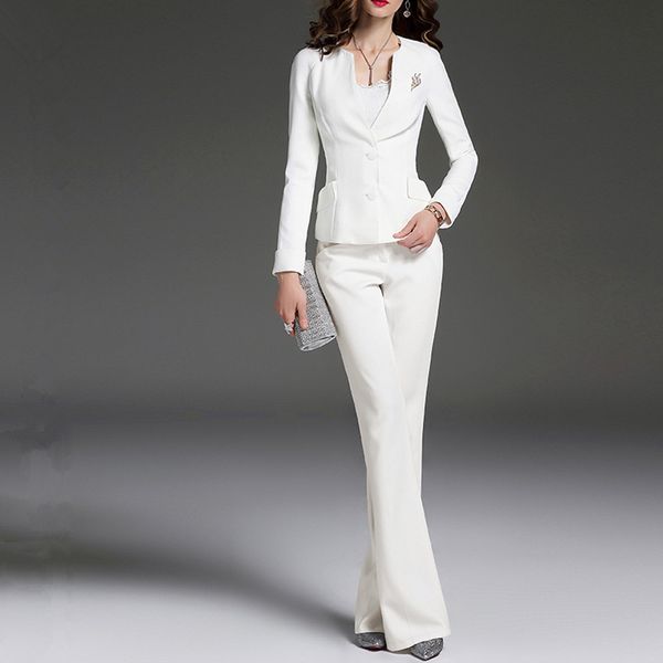 women's suit ladies v-neck slim fashion suit two-piece (jacket + pants) ladies work casual professional wear custom made, White
women's suit ladies v-neck slim fashion suit two-piece (jacket + pants) ladies work casual professional wear custom made, White