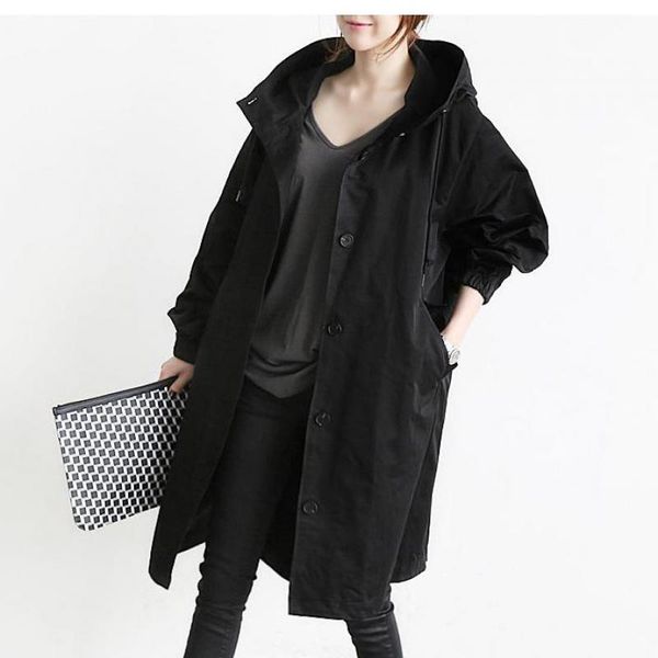 women's coat loose british windbreaker cotton jacket mid 2020 autumn new casual fashion long coat, Black
women's coat loose british windbreaker cotton jacket mid 2020 autumn new casual fashion long coat, Black