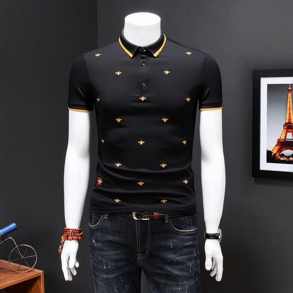 little bee striped embroidered men's 2020 summer cotton polo shirts high street short-sleeve polo shirt men's tees polos plus size, White;black
little bee striped embroidered men's 2020 summer cotton polo shirts high street short-sleeve polo shirt men's tees polos plus size, White;black