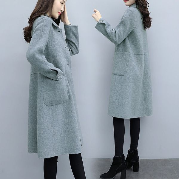women's wool & blends women 2021 winter solid color outwears female slim clothing long woolen coats ladies single breasted pockets over, Black
women's wool & blends women 2021 winter solid color outwears female slim clothing long woolen coats ladies single breasted pockets over, Black