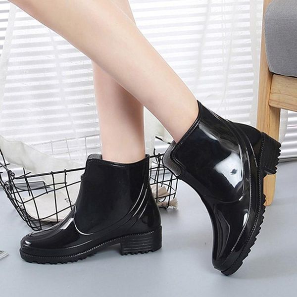 rainboots women punk style ankle rain boots non-slip rain boots outdoor rubber water shoes casual flat heel round head, Black
rainboots women punk style ankle rain boots non-slip rain boots outdoor rubber water shoes casual flat heel round head, Black