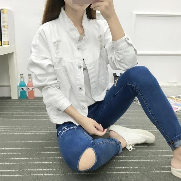 harajuku white jeans coats for women single-breasted ripped denim jackets female long sleeve casacos abrigos mujer ae648, Black;brown
harajuku white jeans coats for women single-breasted ripped denim jackets female long sleeve casacos abrigos mujer ae648, Black;brown