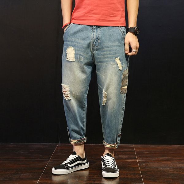 harajuku xi harem pants camouflage cloth denim men's cropped pants camouflage cloth stitching craft simple avant-garde, Blue
harajuku xi harem pants camouflage cloth denim men's cropped pants camouflage cloth stitching craft simple avant-garde, Blue