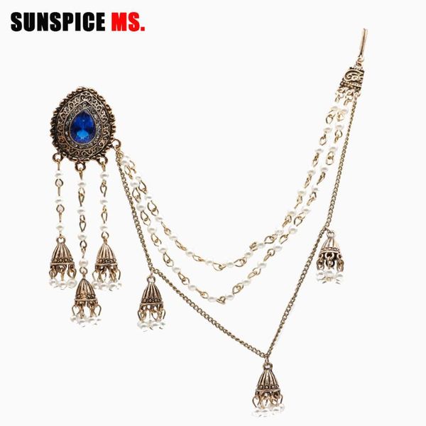 sunspicems jewelry earring link headdress women antique gold pearl tassel earrings with long sahara chain, Silver
sunspicems jewelry earring link headdress women antique gold pearl tassel earrings with long sahara chain, Silver