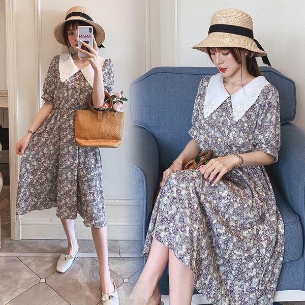 3109# maternity clothes summer floral chiffon short sleeve loose stylish dress for pregnant women mom dress, White
3109# maternity clothes summer floral chiffon short sleeve loose stylish dress for pregnant women mom dress, White