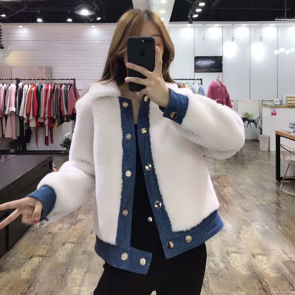 real price coat winter women 2020 new fashion sheep pattern letter jean jacket short style genuine wool fur coats, Black
real price coat winter women 2020 new fashion sheep pattern letter jean jacket short style genuine wool fur coats, Black
