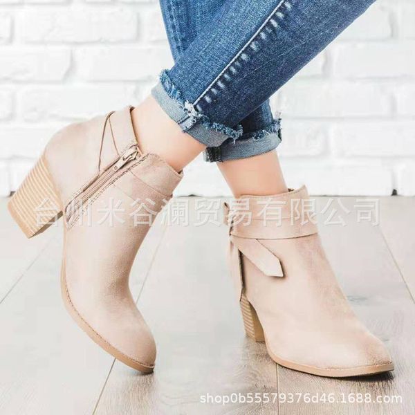 short cone round head bow side zippers boots female 2020 new winter thick with high heel boots and naked, Black
short cone round head bow side zippers boots female 2020 new winter thick with high heel boots and naked, Black