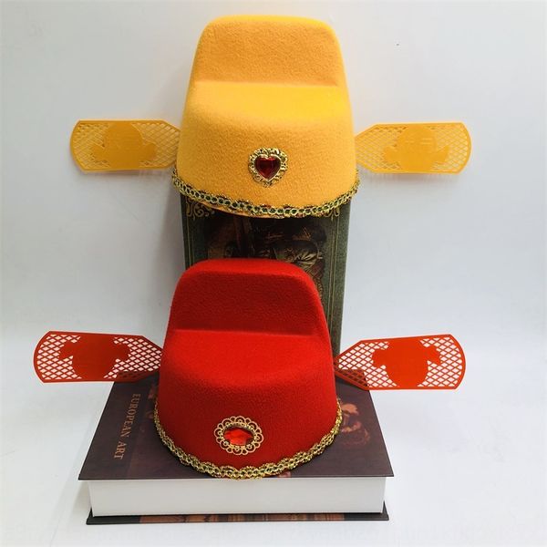 new number one and props county official fortune tourist scenic spot black gauze cap groom official cap drama props, Yellow