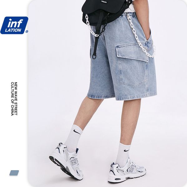 inf men's clothing | 2020 summer new thrust belt buckle large pockets splices contracted and relaxed joker cowboy shorts, Blue
inf men's clothing | 2020 summer new thrust belt buckle large pockets splices contracted and relaxed joker cowboy shorts, Blue