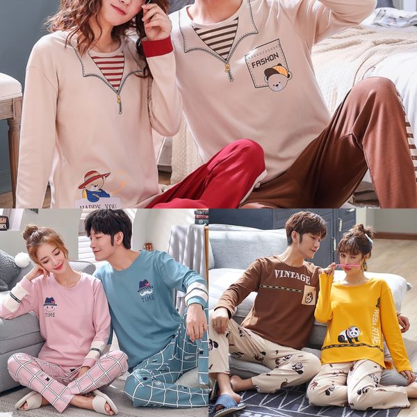 couple autumn cotton pajamas pajamas long-sleeved home wear korean style women's cute two-piece suit men's spring autumn and winte, Black;brown
couple autumn cotton pajamas pajamas long-sleeved home wear korean style women's cute two-piece suit men's spring autumn and winte, Black;brown