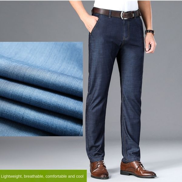ultra-thin and straight jeans men's loose modal ice silk elastic business high waist men's jeans, Blue
ultra-thin and straight jeans men's loose modal ice silk elastic business high waist men's jeans, Blue
