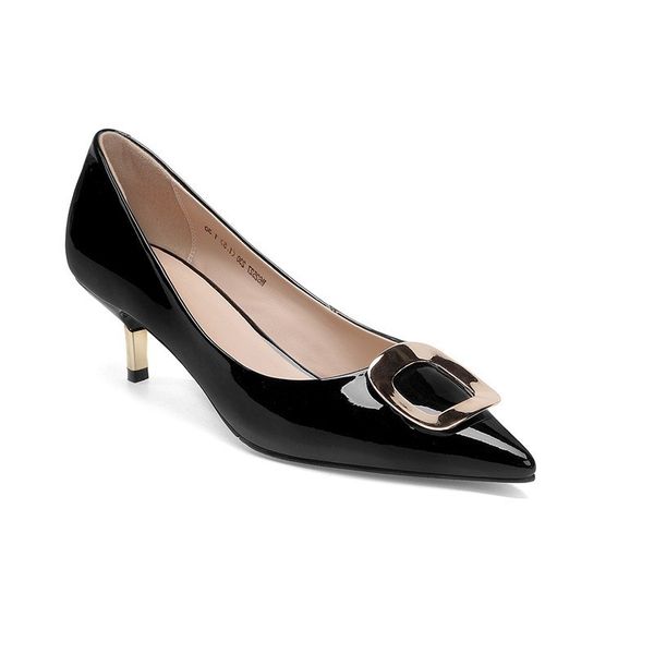 autumn thin heeled natural leather semi-high heeled low-shoes pointed shallow mouth fashion women's shoes, Black
autumn thin heeled natural leather semi-high heeled low-shoes pointed shallow mouth fashion women's shoes, Black