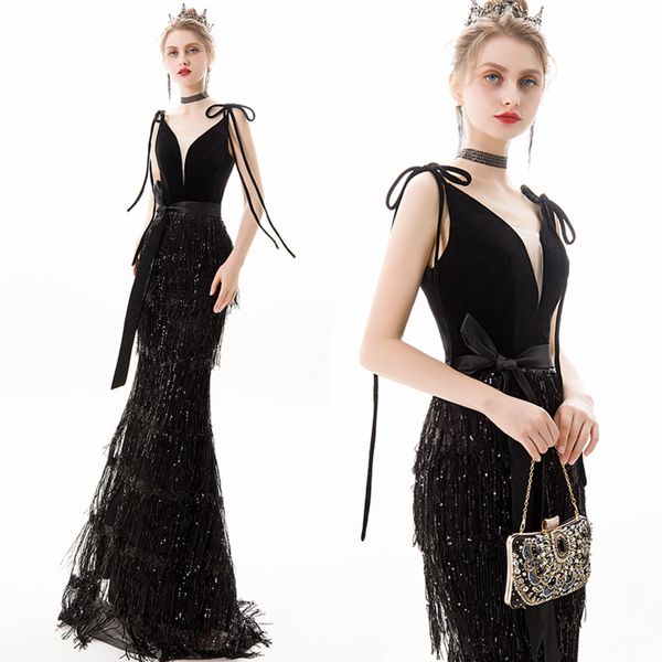 banquet gown women's 2020 new queen's gown evening dress high-end elegant host evening dress annual meeting aura queen's cost, Black;gray
banquet gown women's 2020 new queen's gown evening dress high-end elegant host evening dress annual meeting aura queen's cost, Black;gray