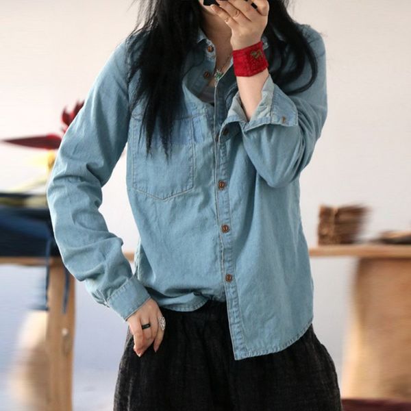 women's blouses & shirts johnature casual turn-down collar linen 2021 autumn loose leisure fashion pocket women blue, White
women's blouses & shirts johnature casual turn-down collar linen 2021 autumn loose leisure fashion pocket women blue, White