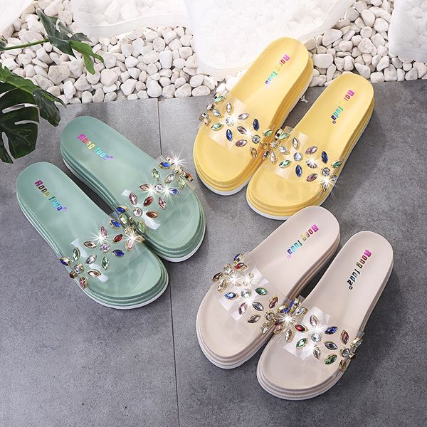 summer women's thick-soled ins fashionable outdoor muffin 2020 new rhinestone slippers muffin slippers transparent fairy style
summer women's thick-soled ins fashionable outdoor muffin 2020 new rhinestone slippers muffin slippers transparent fairy style