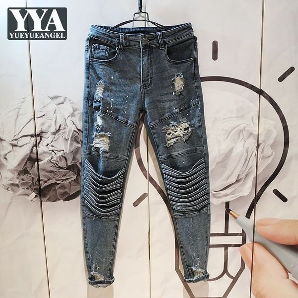 streetwear trousers holes ripped mens jeans fashion tassel distressed slim personality patchwork casual men denim pencil pants, Blue
streetwear trousers holes ripped mens jeans fashion tassel distressed slim personality patchwork casual men denim pencil pants, Blue