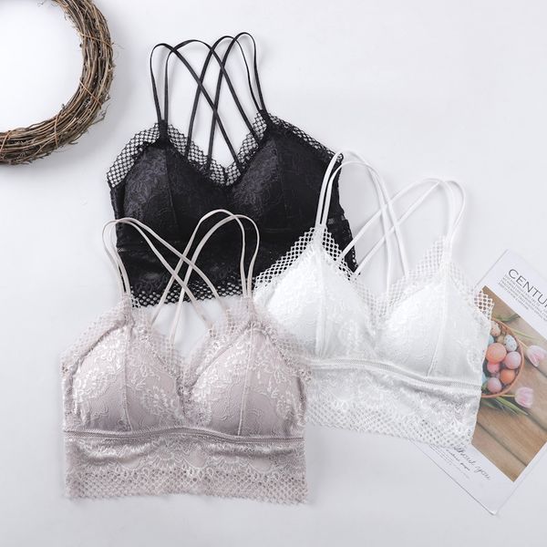 women lace bralette lingerie tank eyelashes beauty back padded hollow out bottoming camisole, Black;white
women lace bralette lingerie tank eyelashes beauty back padded hollow out bottoming camisole, Black;white