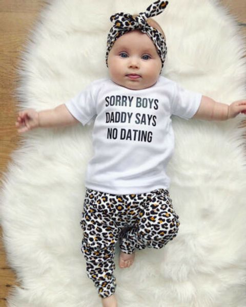 3pcs newborn kids baby girl summer cotton clothes short sleeve t-shirt + leopard print pants outfits, White
3pcs newborn kids baby girl summer cotton clothes short sleeve t-shirt + leopard print pants outfits, White