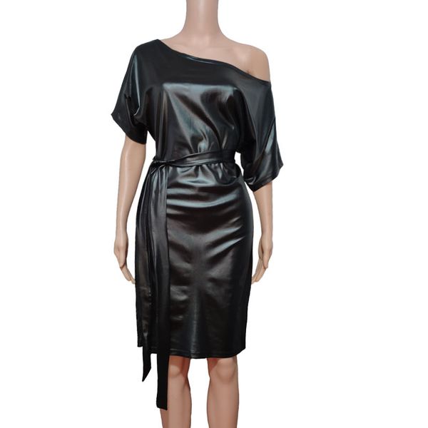 summer womens designer pencil dress solid color printed imitation leather short sleeve dress fashion ladies clothing, Black;gray
summer womens designer pencil dress solid color printed imitation leather short sleeve dress fashion ladies clothing, Black;gray
