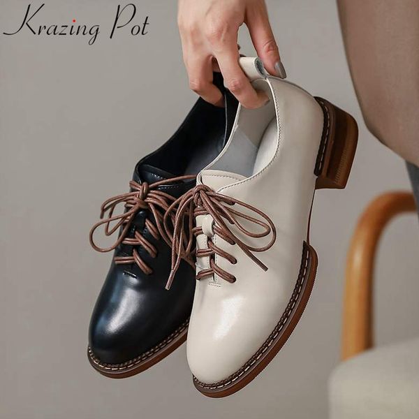 krazing pot handmade sheep leather med heel round toe spring shoes concise lace up classics casual brand dress women pumps l8f4, Black
krazing pot handmade sheep leather med heel round toe spring shoes concise lace up classics casual brand dress women pumps l8f4, Black