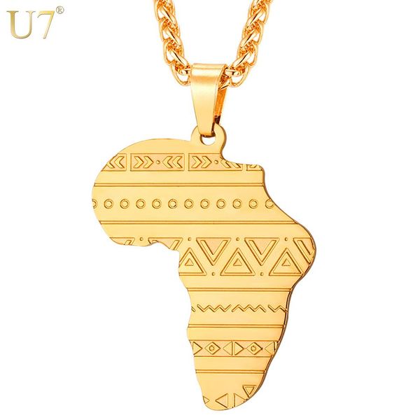 u7 stainless steel gold/ rose gold of africa pattern personalized pendant necklace men/women hip hop african jewelry p1099, Silver
u7 stainless steel gold/ rose gold of africa pattern personalized pendant necklace men/women hip hop african jewelry p1099, Silver