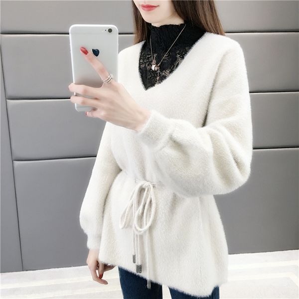 n1zlz very fairy sweater coat pullover imitation mink cashmere sweater women's autumn 2020 new pullover base shirt autumn and winter th, White
n1zlz very fairy sweater coat pullover imitation mink cashmere sweater women's autumn 2020 new pullover base shirt autumn and winter th, White
