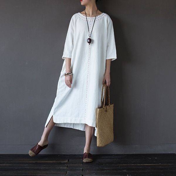 casual dresses johnature 2021 summer cotton linen three quarter sleeve o-neck embroidery loose leisure 2 color women fashion dress, Black;gray
casual dresses johnature 2021 summer cotton linen three quarter sleeve o-neck embroidery loose leisure 2 color women fashion dress, Black;gray