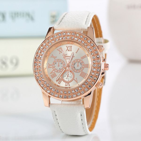 new fashion faux leather chronograph roman numeral classic geneva quartz ladies watch women crystals wristwatches gift, Slivery;brown
new fashion faux leather chronograph roman numeral classic geneva quartz ladies watch women crystals wristwatches gift, Slivery;brown