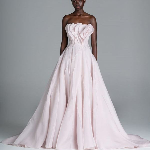 prom dresses light pink ruffles strapless a line evening gowns red carpet runway fashion dress, Black
prom dresses light pink ruffles strapless a line evening gowns red carpet runway fashion dress, Black