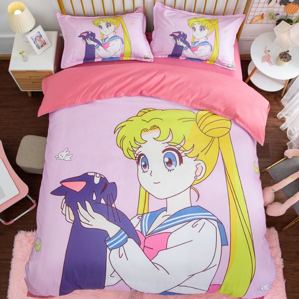 3/4pcs cartoon cute pink bedding set with fitted bed sheet and pillowcases for single beds twin king kids girl quilt cover
3/4pcs cartoon cute pink bedding set with fitted bed sheet and pillowcases for single beds twin king kids girl quilt cover