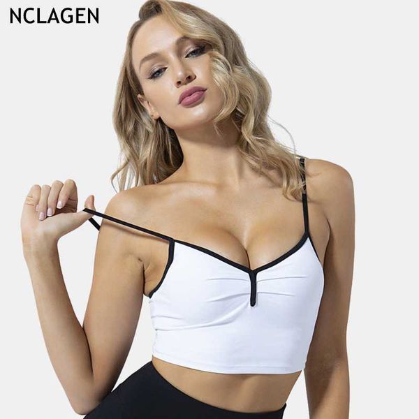 nclagen women sports bra padded high impact gym yoga crop push up underwear thin shoulder strap adjustable fitness vest, White;black
nclagen women sports bra padded high impact gym yoga crop push up underwear thin shoulder strap adjustable fitness vest, White;black