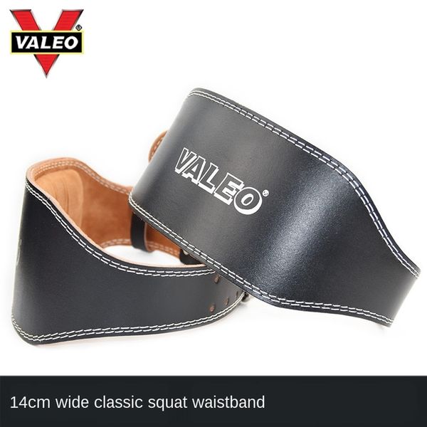 ejw2m valeo sports waistband belly-holding weightlifting squat fa lei olympic training hard pull body belt real cowhide waist support belt t, Black;gray