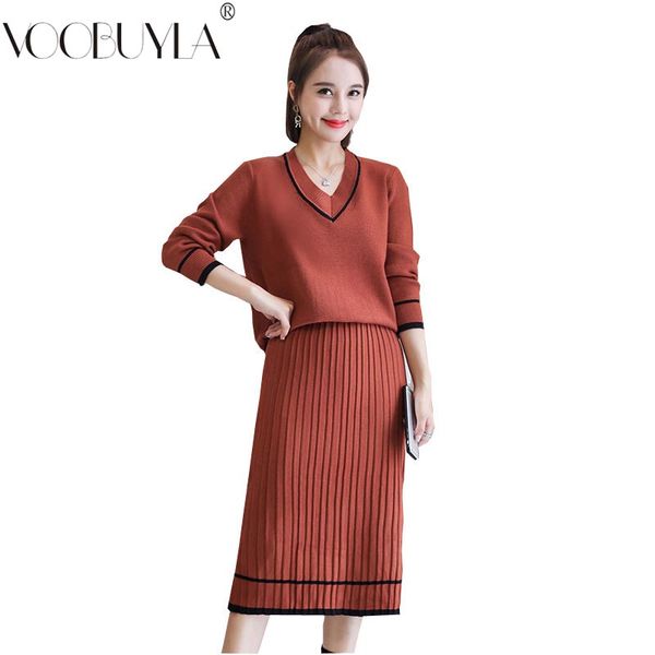 fashion two piece set women v-neck sweater + high waist pleated skirts female 2020 new autumn winter knitted suits feminino, Gray
fashion two piece set women v-neck sweater + high waist pleated skirts female 2020 new autumn winter knitted suits feminino, Gray