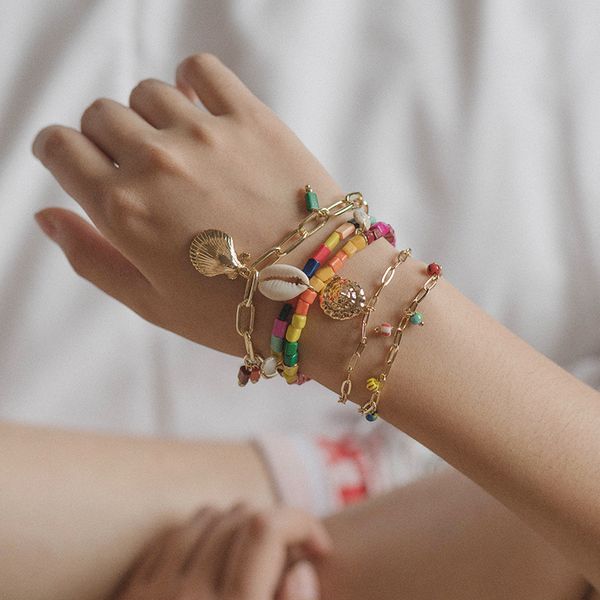 bohemia summer beach seashell conch charm bracelet for women colorful beads gold chain bracelets jewelry party hand accessories, Golden;silver
bohemia summer beach seashell conch charm bracelet for women colorful beads gold chain bracelets jewelry party hand accessories, Golden;silver