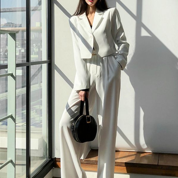 lanmrem 2020 spring new casual fashion women loose solid color double-breasted short suit jacket wide leg pants suit tc784, White
lanmrem 2020 spring new casual fashion women loose solid color double-breasted short suit jacket wide leg pants suit tc784, White