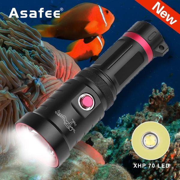 Asafee D60 Portable Xhp 70 Diving Ipx8 Waterproof 1500lumens Underwater 25m 26650 Waterproof Led Scuba Diving Lamp