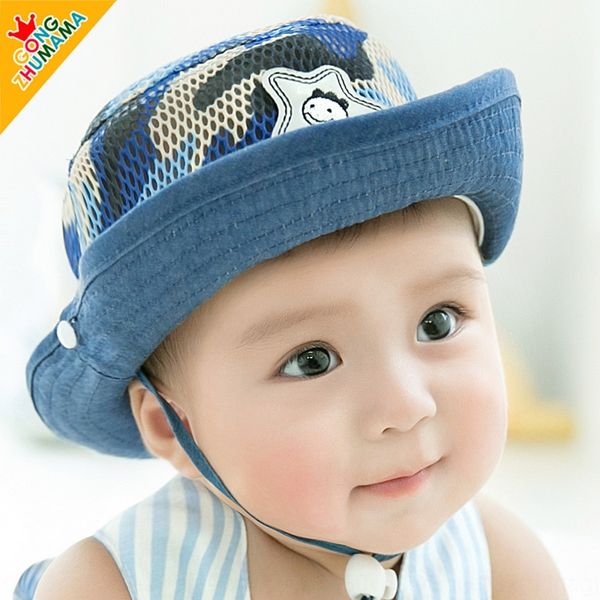 2019 new princess mother baby children's camouflage warrior basin cap basin cap sun hat 11, Blue;gray