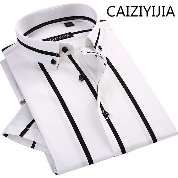 caiziyijia summer new arrivals striped short sleeve shirt for men 100% cotton camisas social masculina men silm fit dress shirts, White;black
caiziyijia summer new arrivals striped short sleeve shirt for men 100% cotton camisas social masculina men silm fit dress shirts, White;black