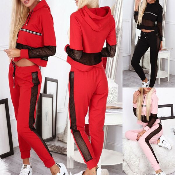 2pcs women ladies fashion mesh long sleeve tracksuits lounge-wear jogging sets hooded crop pants sport hoodies sweatshirt, White;black
2pcs women ladies fashion mesh long sleeve tracksuits lounge-wear jogging sets hooded crop pants sport hoodies sweatshirt, White;black