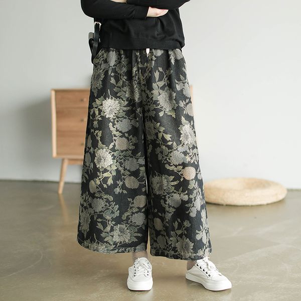 johnature women cotton vintage floral print ankle-length pants wide leg jeans 2020 autumn new loose leisure pockets women pants, Black;white
johnature women cotton vintage floral print ankle-length pants wide leg jeans 2020 autumn new loose leisure pockets women pants, Black;white